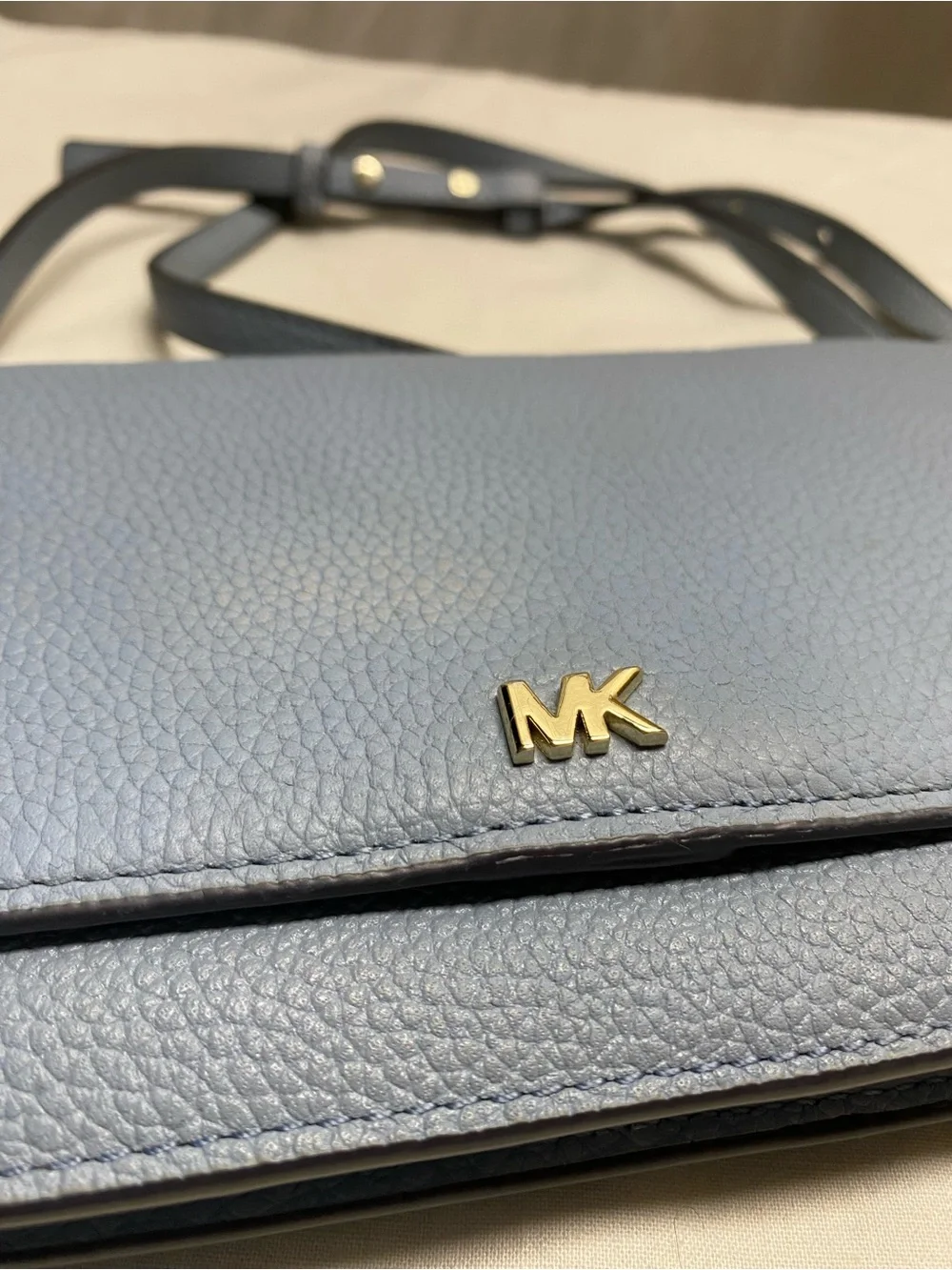MK Mott Convertible Leather Wallet Crossbody Clutch - Chambray Blue